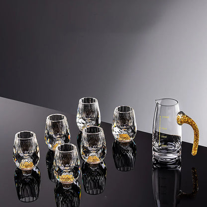 3D Glacier Whiskey Glass Cup Crystal Gold Foil Shot Glasses