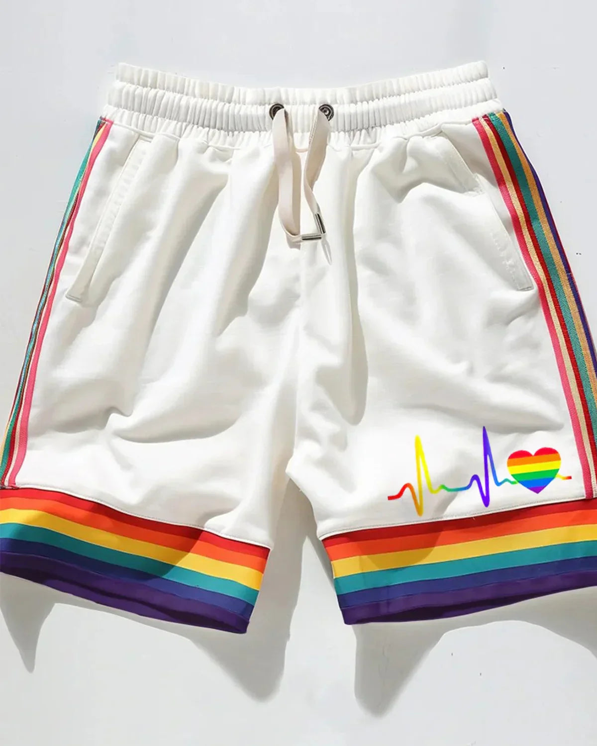 Men's Rainbow Heart Frequency Gay Art Printing Shorts