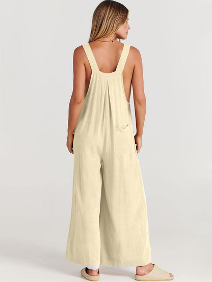 Women's Sleeveless Wide Leg Jumpsuit with Pockets