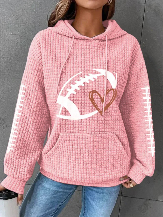 Women's Football Lover Casual Waffle Hoodie