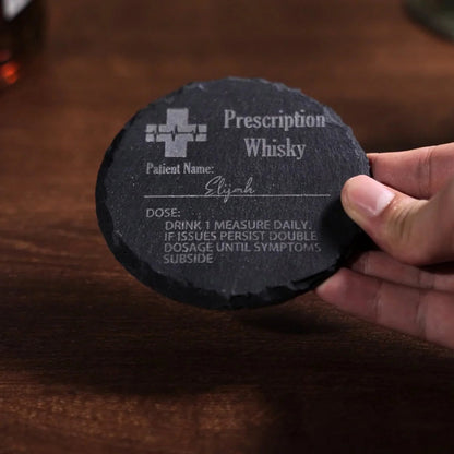 Personalized Funny Prescription Whisky Glasses and Slate Coaster with Laser Engraved Name