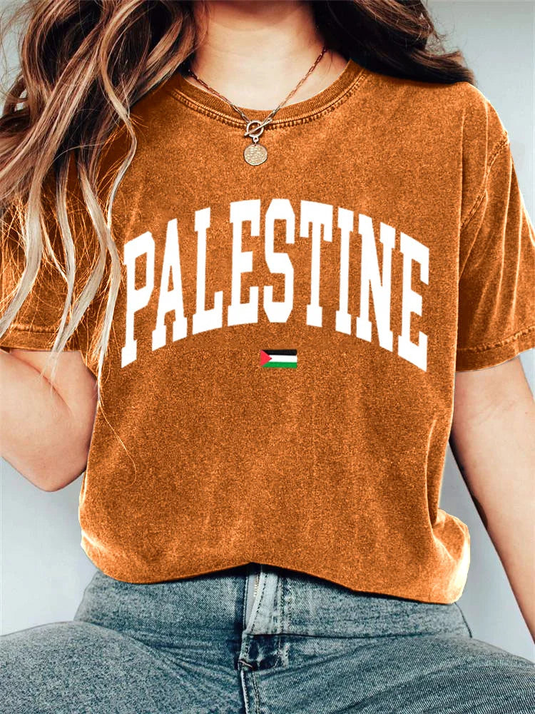 Women's Casual Free Palestine Print T-shirt