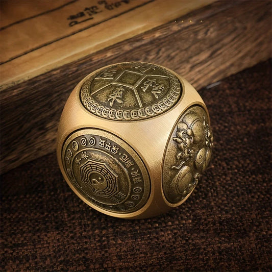 Brass Dice Large Fidget Spinner With 6 Sides Gift - Hand-carved