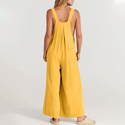 Women's Sleeveless Wide Leg Jumpsuit with Pockets