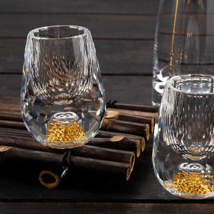 3D Glacier Whiskey Glass Cup Crystal Gold Foil Shot Glasses