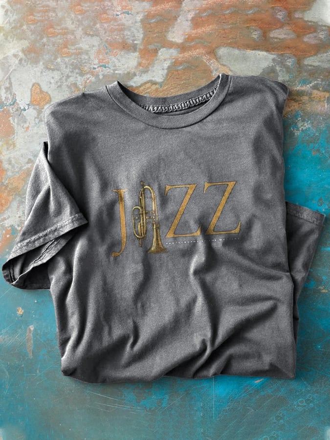 Men's Retro Jazz Shirt Pure Cotton Short Sleeve T-Shirt