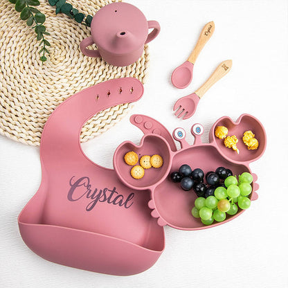 Personalised Silicone Baby Feeding Set with Crab Shape