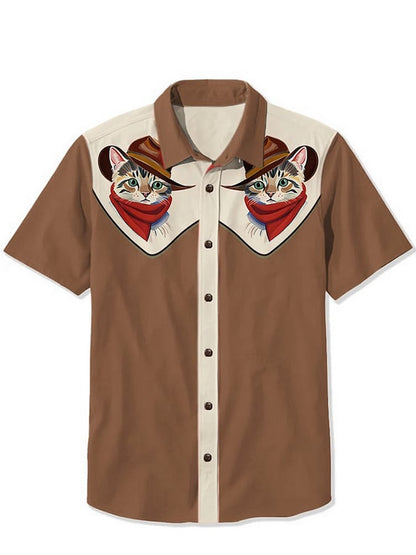 Western Cowcat Print Casual Shirt