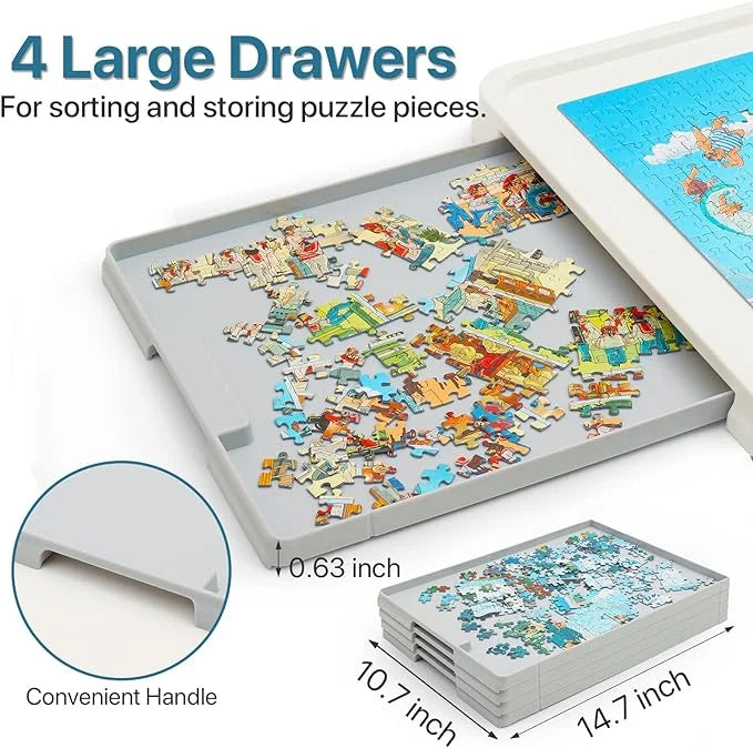 Rotating Plastic Puzzle Board with Drawers and Cover