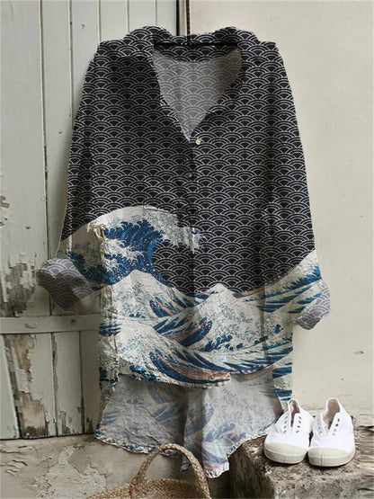 The Great Wave off Kanagawa High Low Tunic