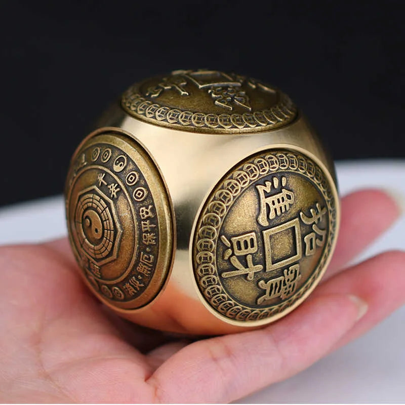 Brass Dice Large Fidget Spinner With 6 Sides Gift - Hand-carved