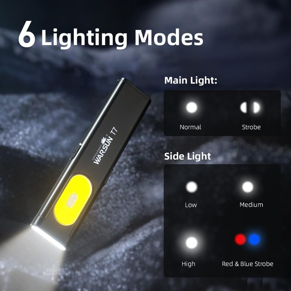 WARSUN Compact Multi-Mode Pocket LED Flashlight