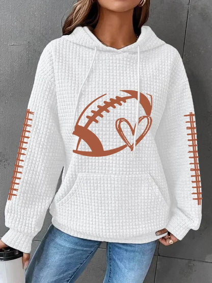 Women's Football Lover Casual Waffle Hoodie