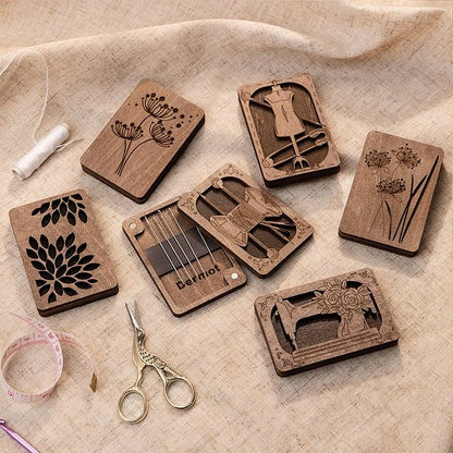 Personalised Wooden Needle Box Holder with Magnet Needle Minder Embroidery Needle Point Storage Tool