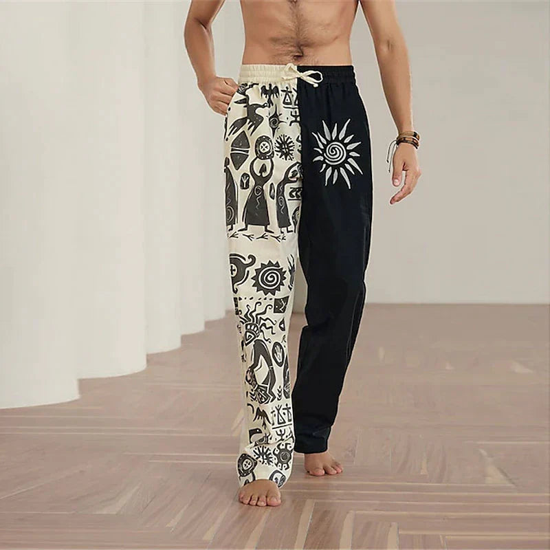 Ethnic Vintage Men's 3D Print Linen Pants