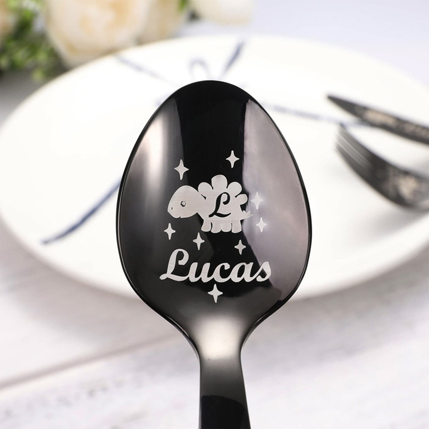 Personalised Dinosaur & Unicorn Cutlery Gift Set with Name