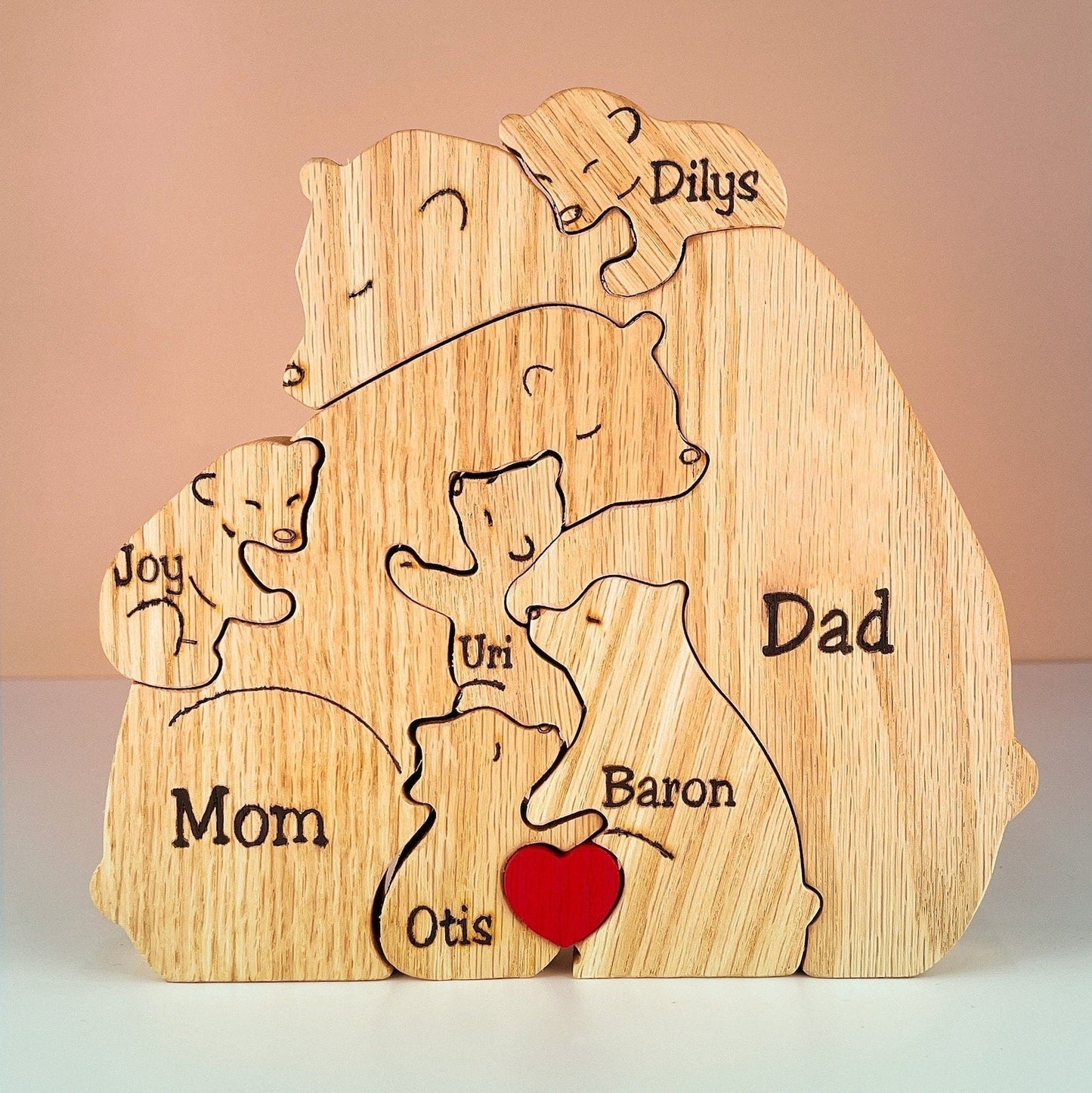 Handcrafted - Family - Wooden Bears Family Puzzle - Wooden Animal Carvings