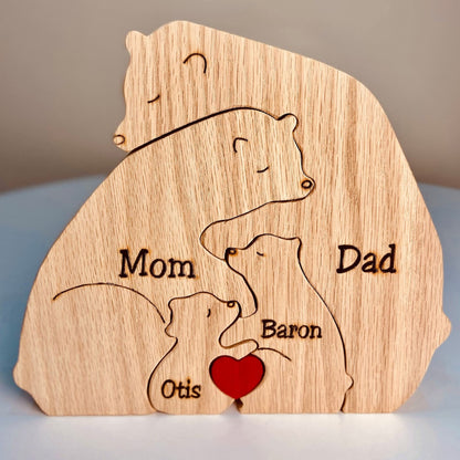 Handcrafted - Family - Wooden Bears Family Puzzle - Wooden Animal Carvings