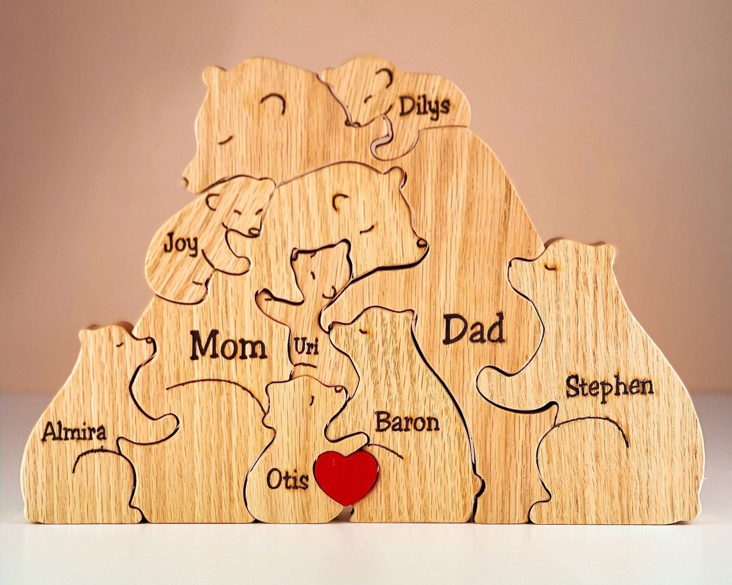 Handcrafted - Family - Wooden Bears Family Puzzle - Wooden Animal Carvings