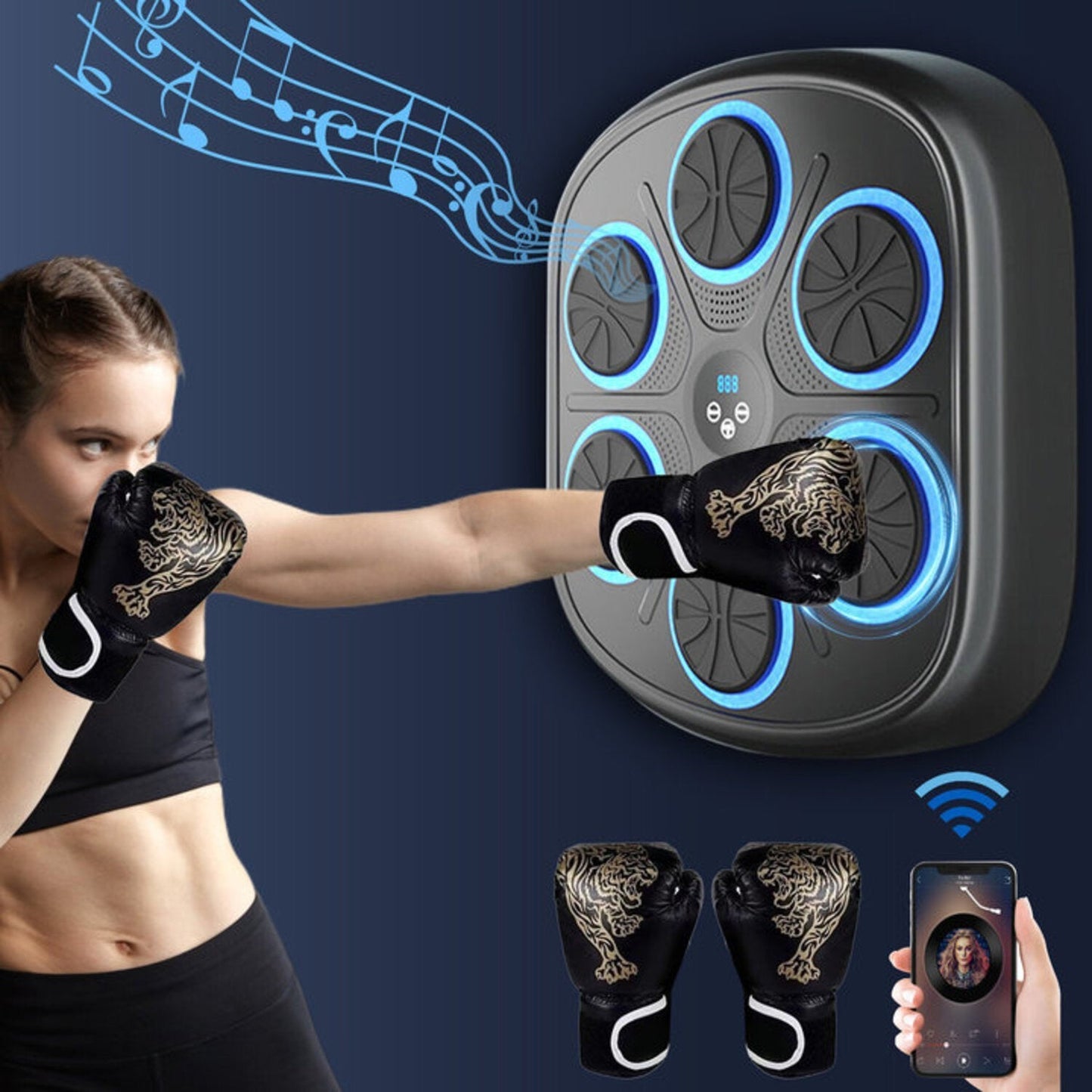 MUSIC BOXING MACHINE WITH BOXING GLOVES