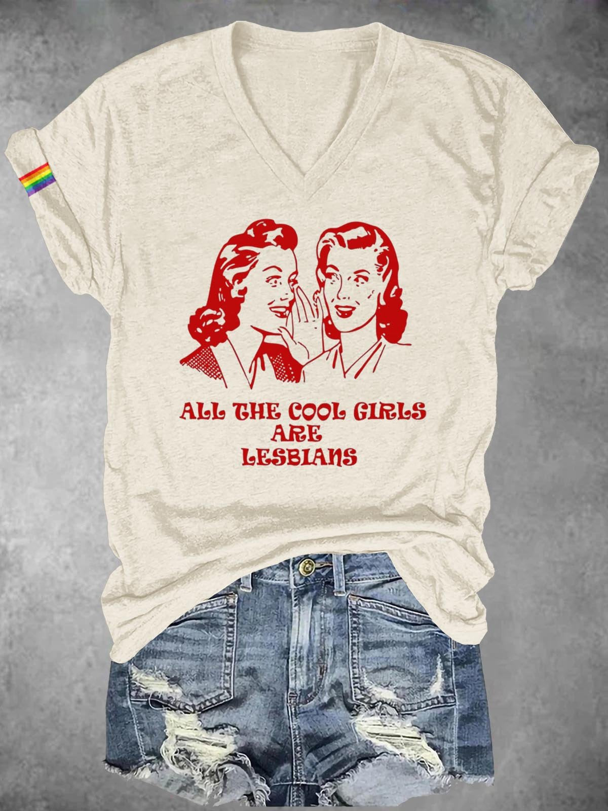 Women's All The Cool Girls Are Lesbian LGBT Bisexual Transgender Lesbian Print Casual T-Shirt