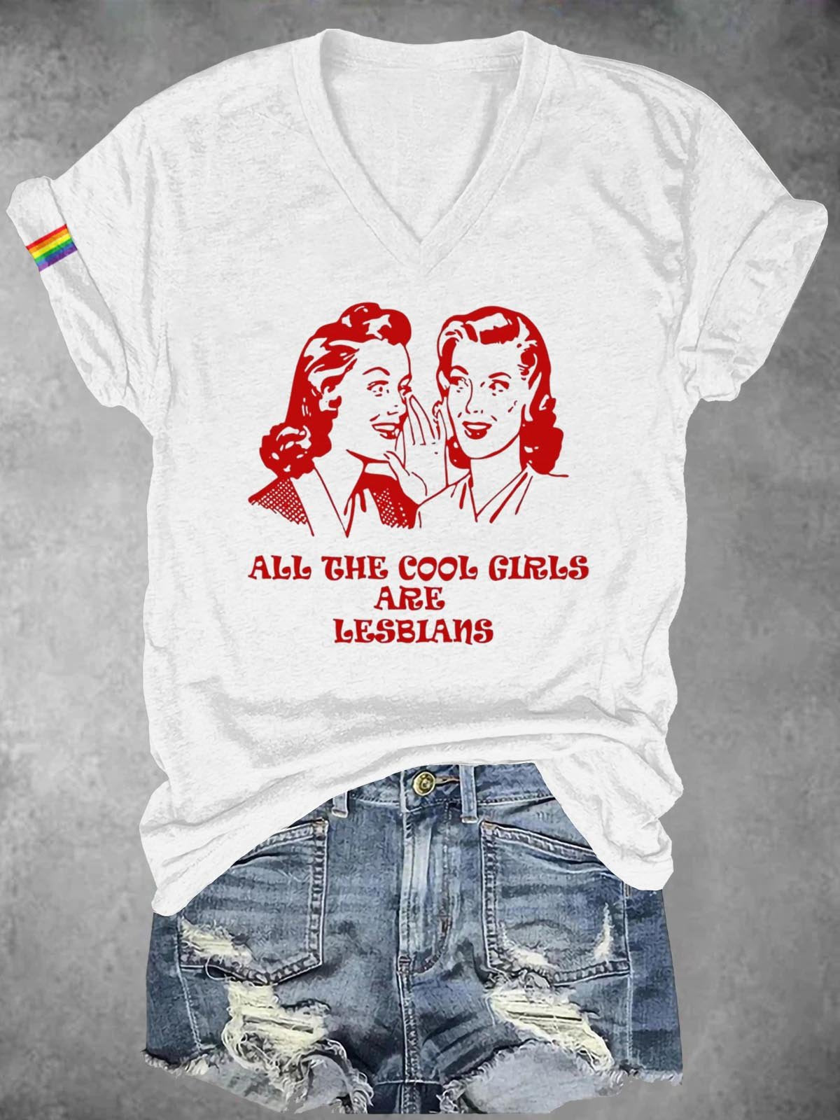 Women's All The Cool Girls Are Lesbian LGBT Bisexual Transgender Lesbian Print Casual T-Shirt