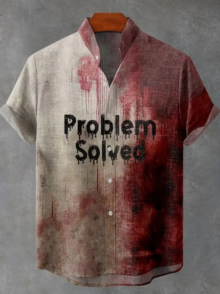 Bloody Problem Solved Halloween Vintage Print Casual 100% Cotton Shirt