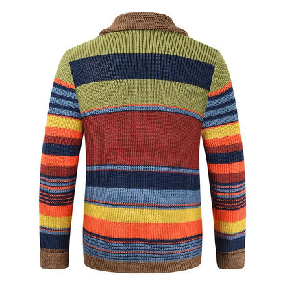 MEN'S COLORBLOCK LAPEL SWEATER JACKET