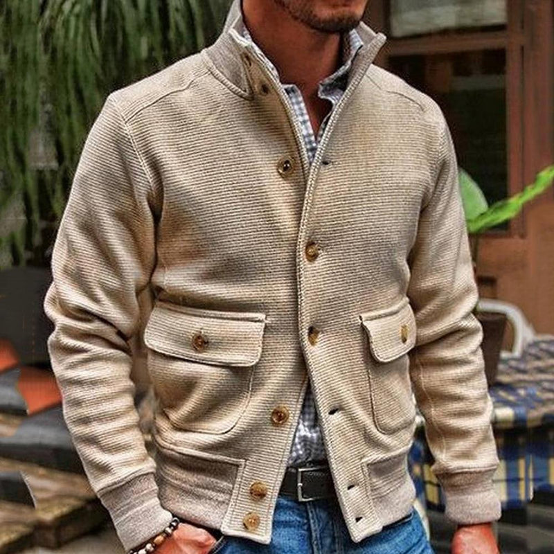 Men's Stand Collar Solid Color Jacket