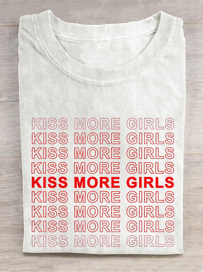 Kiss More Girls Lesbian LGBT Casual Print T-Shirt