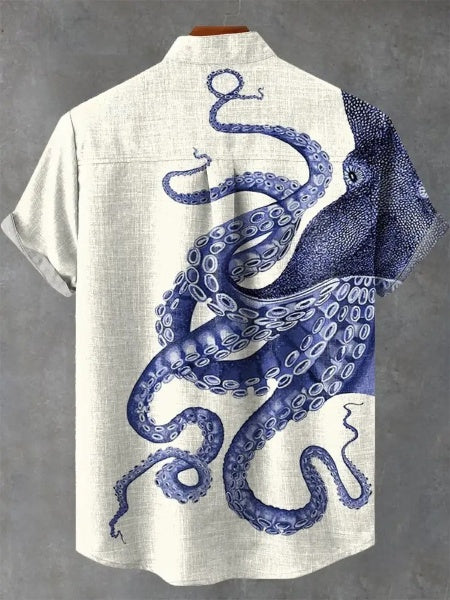 Deep Sea Octopus Art Print Casual 100% Cotton Shirt