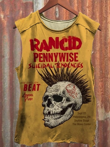 Rancid Skull Print Casual Tank Top