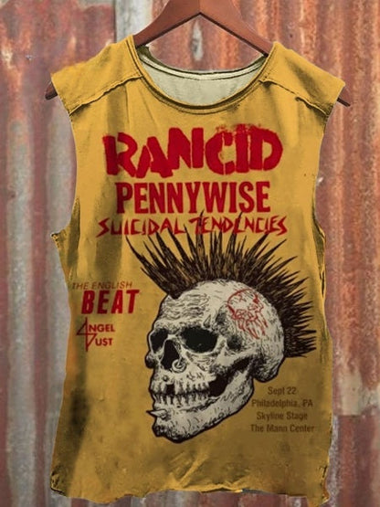 Rancid Skull Print Casual Tank Top