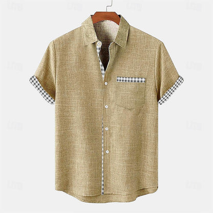 Men's Plaid Linen Shirt