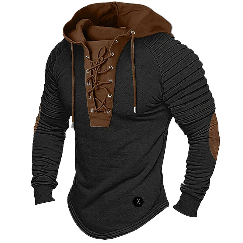 Men's Vintage Hooded Sweatshirts Drawstring Long Sleeve Pullover