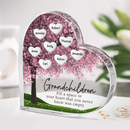 Grandma - Grandchildren Fill In A Space In Your Heart - Personalized Heart Acrylic Plaque