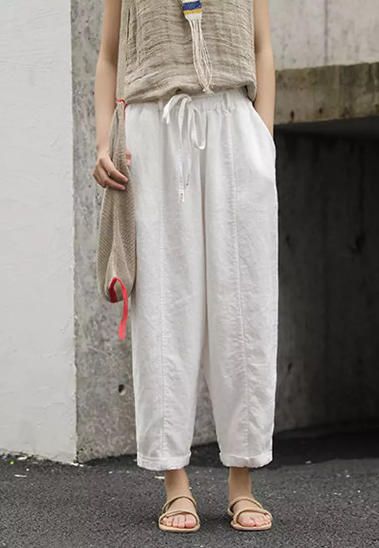 Women's Pure Color Elegant Casual Cotton Pants