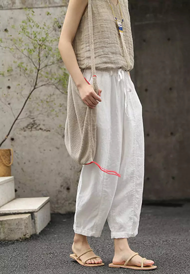 Women's Pure Color Elegant Casual Cotton Pants