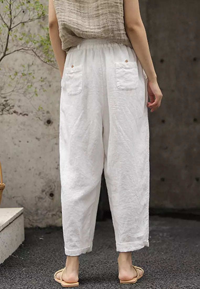 Women's Pure Color Elegant Casual Cotton Pants