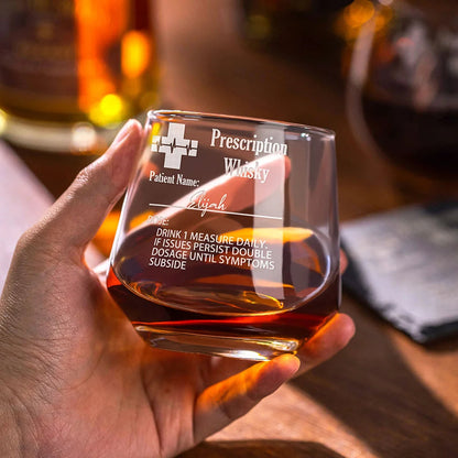 Personalized Funny Prescription Whisky Glasses and Slate Coaster with Laser Engraved Name