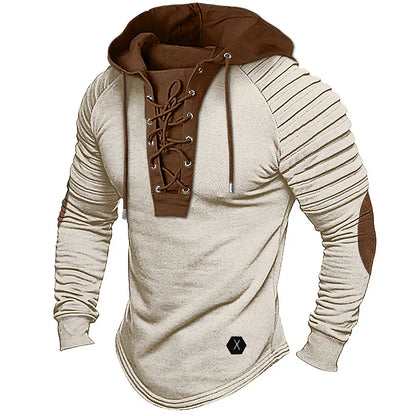 Men's Vintage Hooded Sweatshirts Drawstring Long Sleeve Pullover