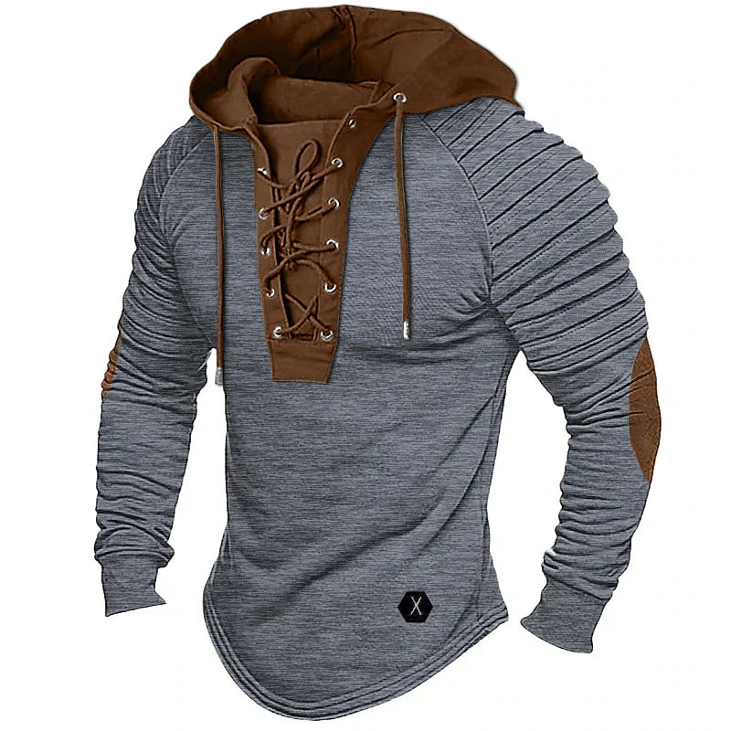 Men's Vintage Hooded Sweatshirts Drawstring Long Sleeve Pullover